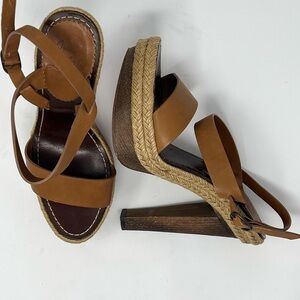 Christian Louboutin Tan Espadrille Wedges